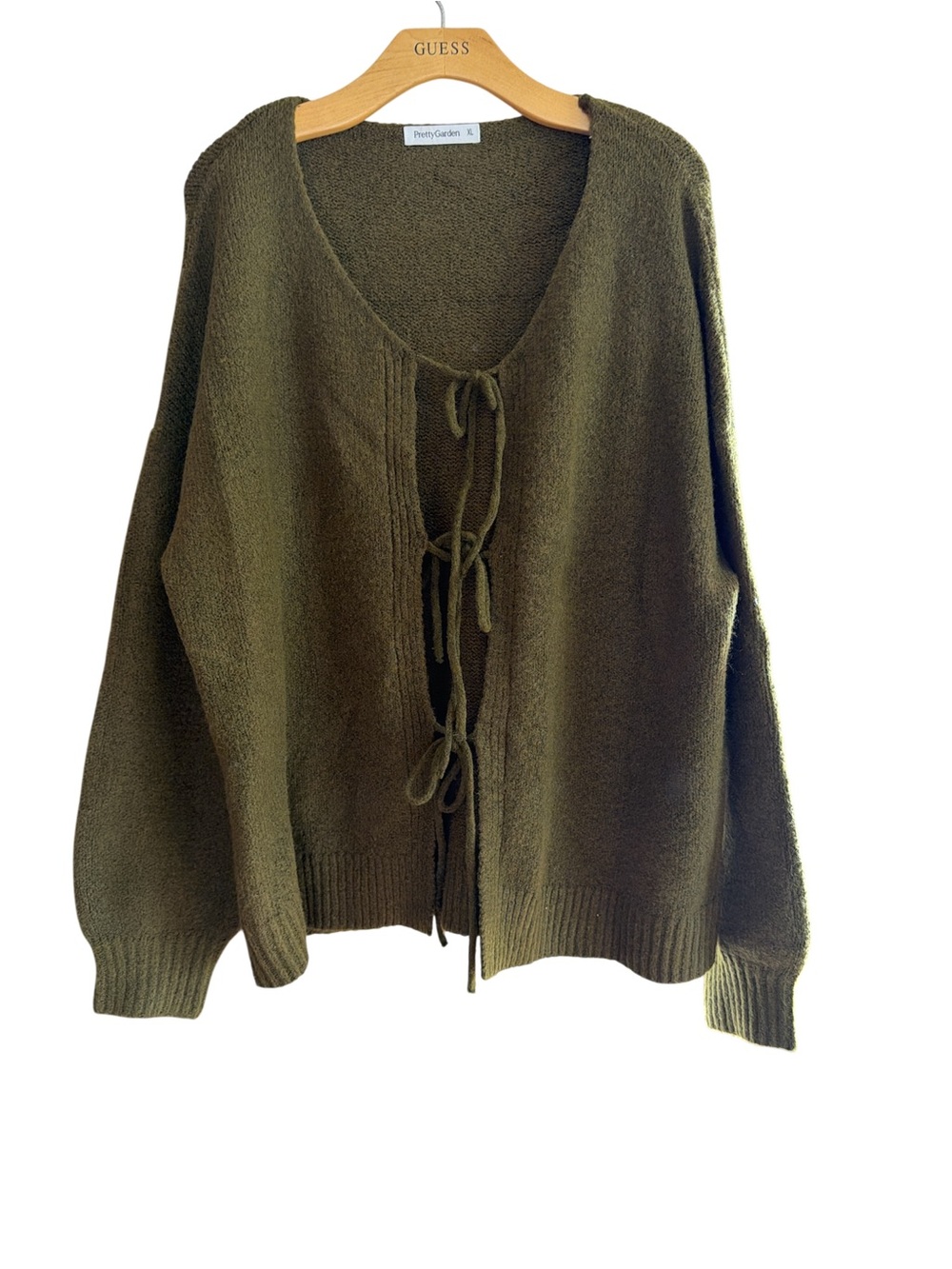 Cozy Tie-Front Olive Women's Cardigan Sweater